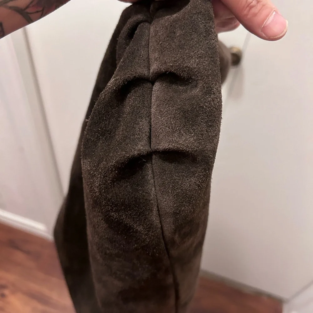 Marlon Made In Italy Dark Brown Suede Hobo Bag- Genuine Leather - Picture 11 of 16